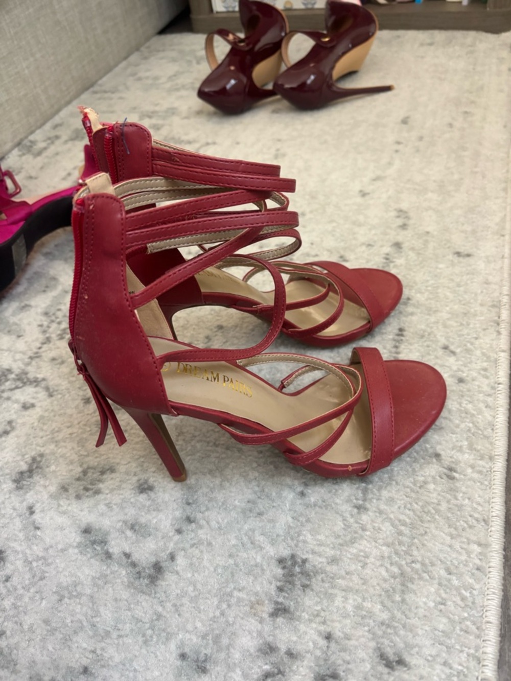 Dream Pairs Red Strappy Stiletto Heels
